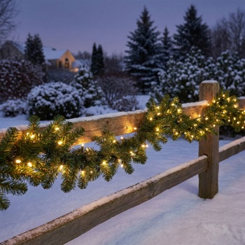 Stimmungsvolle künstliche LED Tannengirlande 270 cm, 30 LEDs & Timer - Festliche künstliche Weihnachtsgirlande für Aussen & Innen