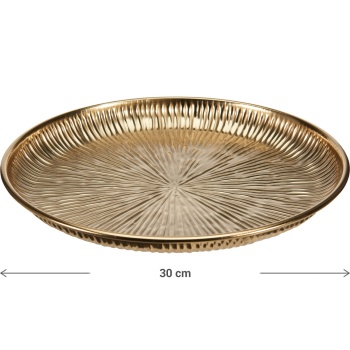 Preview: Edler Deko-Teller aus Metall, Gold, 30cm Rund - Eleganter Platzteller & Dekoschale aus Eisen für die stilvolle Tischdeko und Kerzen