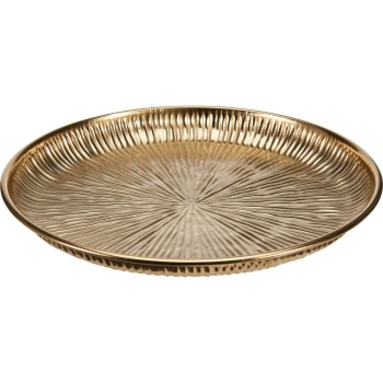 Preview: Edler Deko-Teller aus Metall, Gold, 30cm Rund - Eleganter Platzteller & Dekoschale aus Eisen für die stilvolle Tischdeko und Kerzen
