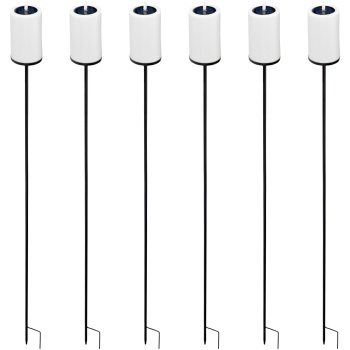 Preview: 6er-Set Solar LED Kerze mit Erdspiess gelb flackernd: Outdoor Garten-Deko, schöne Beleuchtung für draussen - stimmungsvolle Solarleuchte