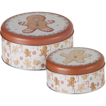 Preview: Edles Vorratsdosen-2er-Set: Lebkuchen-Dosen aus Blech für Gebäck, Kekse & Plätzchen – Schöne Deko & Aufbewahrung für die Küche