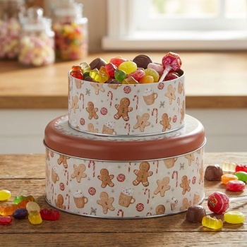 Preview: Edles Vorratsdosen-2er-Set: Lebkuchen-Dosen aus Blech für Gebäck, Kekse & Plätzchen – Schöne Deko & Aufbewahrung für die Küche