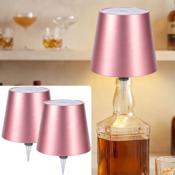 2er-Set Edle Akku Flaschenlampe rosegold: Dimmbar - 3 Lichtfarben: Verwandelt Flaschen in stimmungsvolle Leuchten - Flaschenlicht mit Metallschirm
