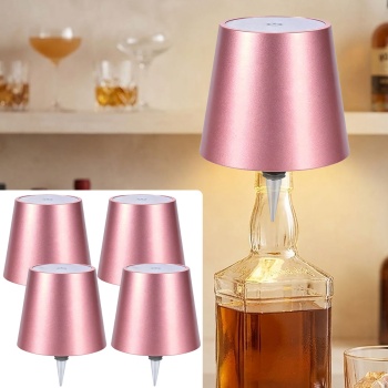 4er-Set Edle Akku Flaschenlampe rosegold: Dimmbar - 3 Lichtfarben: Verwandelt Flaschen in stimmungsvolle Leuchten - Flaschenlicht mit Metallschirm
