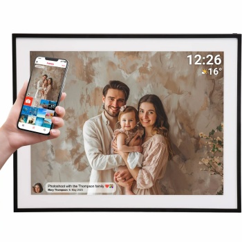 Preview: Digitaler Bilderrahmen 19 Zoll HD IPS Touchscreen: WLAN Fotorahmen 32GB, Frameo App, Video-Funktion - Smart Home Fotogeschenk, Schwarz & Modern 