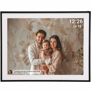 Digitaler Bilderrahmen 19 Zoll HD IPS Touchscreen: WLAN Fotorahmen 32GB, Frameo App, Video-Funktion - Smart Home Fotogeschenk, Schwarz & Modern 