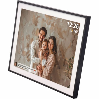 Preview: Digitaler Bilderrahmen 19 Zoll HD IPS Touchscreen: WLAN Fotorahmen 32GB, Frameo App, Video-Funktion - Smart Home Fotogeschenk, Schwarz & Modern 
