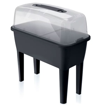 Preview: Praktisches Gewächshaus Anthrazit 52 Liter: Hochbeet mit Deckel und Belüftung, Anzuchtkasten für Outdoor - Stabil, Wetterfest & Rückenschonend