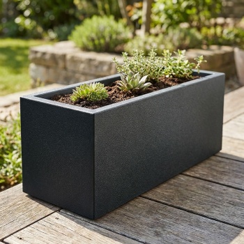 Preview: Blumentopf Rechteckig 58cm in Anthrazit, Pflanzkasten 21L aus Kunststoff für Innen & Aussen, Frostsicher & UV-Beständig, Leichtgewicht