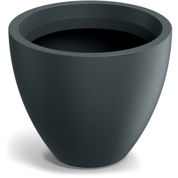Preview: Blumentopf Rund 38cm, Graphit – Grosses Pflanzgefäss für Aussen und Innen – Moderne Optik & Edles Design für Garten und Terrasse