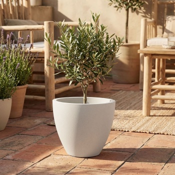 Moderner Pflanzkübel Rund Ø58cm in Sand, Blumentopf 86L aus Kunststoff für Innen & Aussen, Frostsicher & UV-Beständig, Leichtgewicht