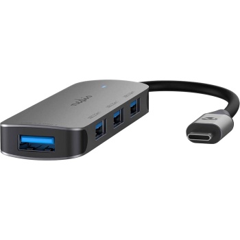Preview: Premium USB-C Hub auf 4x USB-A 3.2 Gen 1 Adapter, schnelle 5 Gbit/s Superspeed Datenübertragung, graues & kompaktes Aluminiumgehäuse
