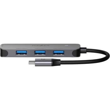 Preview: Premium USB-C Hub auf 4x USB-A 3.2 Gen 1 Adapter, schnelle 5 Gbit/s Superspeed Datenübertragung, graues & kompaktes Aluminiumgehäuse