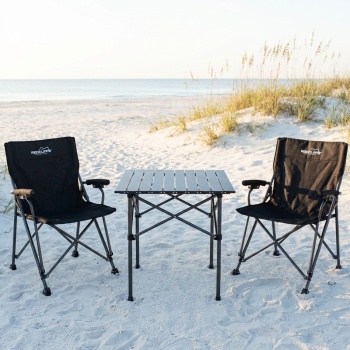 Campinggarnitur 3-teilig Set mit quadratischem Campingtisch und 2 Klappstühlen, Leicht & Faltbar für Outdoor Garten Picknick Terrasse Balkon