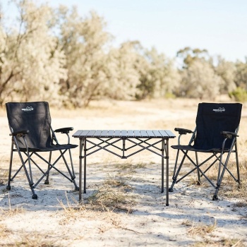 Campinggarnitur 3-teilig Set mit rechteckigem Campingtisch und 2 Klappstühlen, Leicht & Faltbar für Outdoor Garten Picknick Terrasse Balkon