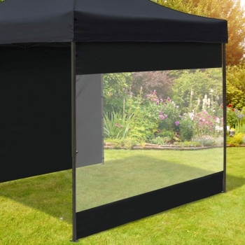 Preview: Ultra-Kompakt Faltpavillon 3x3m Schwarz, inkl. 2 Seitenteile  - Stabiles Partyzelt - Mobiles Gartenzelt für Garten, Event, Markt, Party & Camping