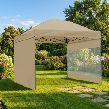 Ultra-Kompakt Faltpavillon 3x3m Khaki, inkl. 2 Seitenteile  - Stabiles Partyzelt - Mobiles Gartenzelt für Garten, Event, Markt, Party & Camping