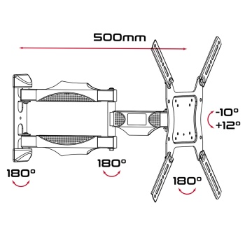 Preview: Stabile TV Wandhalterung schwenkbar & neigbar, universal für 26-42 Zoll Fernseher - flexibler Wandabstand bis 50cm, max 30kg, Schwarz