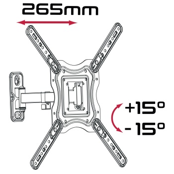 Preview: TV Wandhalterung schwenkbar neigbar für 23-50 Zoll Fernseher, bis 30kg, VESA 400x400, Wandabstand 65-265mm, Monitor Halterung