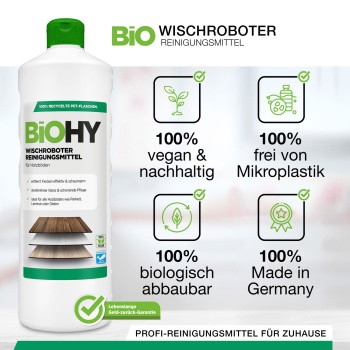 Preview: Holz-Bodenreiniger-Konzentrat für Wischroboter, Zitronenduft, vegan, 1 L, biologisch abbaubar, schnell trocknend