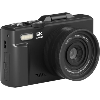 Preview: Kompakte 5K WLAN Digitalkamera mit 18x Zoom, 75MP Fotoauflösung & 180 Grad Klappdisplay – ideale Vlogging-Kamera für YouTube & Live-Streams