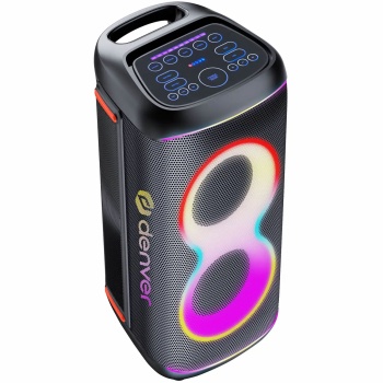 Preview: Leistungsstarker Bluetooth Partylautsprecher mit 100W RMS, TWS, LED Lichtshow, Mikrofon & Fernbedienung – IPX4 Wetterfeste Soundanlage für Outdoor