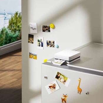 Preview: Mobiler Bluetooth Farbdrucker – Tragbarer Mini Fotodrucker für Fotos, Sticker & Tattoos, inkl. Akku & App, für iOS & Android, Weiss