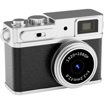 Preview: Mini Full HD Digitalkamera als Schlüsselanhänger, 3,1 x 4,8 x 2,15 cm, Schwarz: Süsse Retro-Kamera für Kinder & Reisen. 12MP Fotos & 1080P Videos 