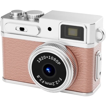 Preview: Mini Full HD Digitalkamera als Schlüsselanhänger, 3,1 x 4,8 x 2,15 cm, Rosa: Süsse Retro-Kamera für Kinder & Reisen. 12MP Fotos & 1080P Videos 