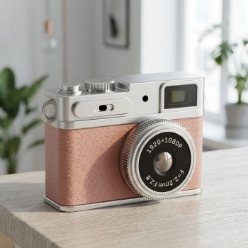 Mini Full HD Digitalkamera als Schlüsselanhänger, 3,1 x 4,8 x 2,15 cm, Rosa: Süsse Retro-Kamera für Kinder & Reisen. 12MP Fotos & 1080P Videos 