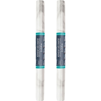 Preview: 2er-Set Hochwertige Klebefolie Weisser Marmor – Moderne Dekofolie, selbstklebend, 45cmx200cm