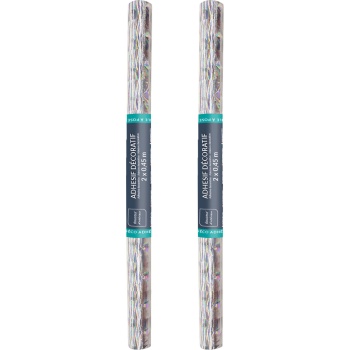 Preview: 2er-Set Minimalistische Klebefolie mit Karomuster, silber – Hochwertige Dekofolie, selbstklebend, 45cmx200cm