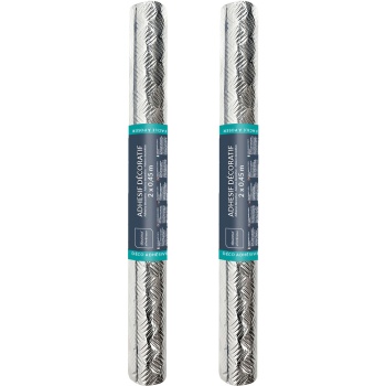 Preview: 2er-Set Minimalistische Klebefolie in Metalloptik, silber – Hochwertige Dekofolie, selbstklebend, 45cmx200cm