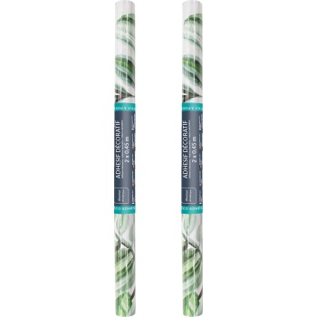 Preview: 2er-Set Exotische Klebefolie in Dschungel-Optik – Moderne Dekofolie, 45cmx200cm - Sommerliche selbstklebende Folie 