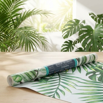 Preview: 2er-Set Exotische Klebefolie in Dschungel-Optik – Moderne Dekofolie, 45cmx200cm - Sommerliche selbstklebende Folie 