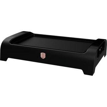 Preview: Elektrischer Tischgrill 1500W Schwarz mit Antihaft-Grillplatte: stufenloses Thermostat, ideal für fettarmes Grillen, kompakt, edel, einfaches Reinigen