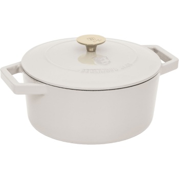 Preview: Gusseisen Schmortopf Ø24 cm 4,35L, Creme: Edle Kasserolle, induktionsgeeignet & ofenfest - Bräter zum Schmoren, Backen & Servieren