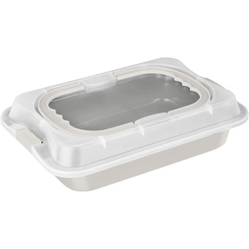 Preview: Bräter mit Deckel 36,5x24,5 cm - Antihaft Auflaufform aus Kohlenstoffstahl, ofenfest bis 220 Grad, ideal für Backofen & Transport