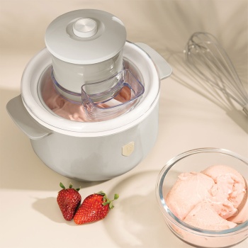 Preview: Elegante Eismaschine in Creme 1,1L: für cremiges Speiseeis, frisches Sorbet & feinen Frozen Yogurt - kompakte Dessertmaschine