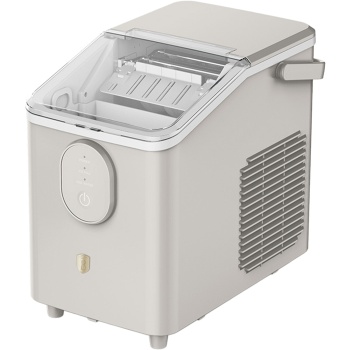 Preview: Eiswürfelmaschine - Kompakter Ice Maker Retro-Design mit 0,8L Wassertank & 120W - 12kg Eis in 24h - Inklusive praktischer Eisschaufel, Creme