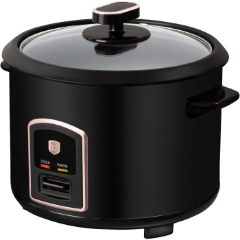 Preview: Moderner Reiskocher 1,8L 700W, Antihaft-Topf in Schwarz-Roségold, edler Reisgarer für perfekte Kochergebnisse, effizient & stilvoll
