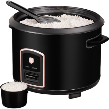 Preview: Moderner Reiskocher 1,8L 700W, Antihaft-Topf in Schwarz-Roségold, edler Reisgarer für perfekte Kochergebnisse, effizient & stilvoll