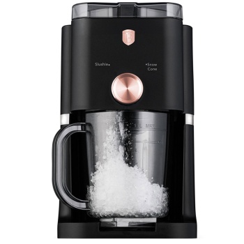 Preview: Elektrischer Eis Crusher 30W, 1,1L Schwarz-Roségold: Crushed Ice & Shaved Ice Maschine für Cocktails, Eiskaffee & Slush, ideal für jede Party