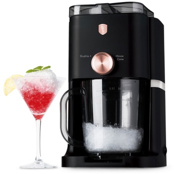 Preview: Elektrischer Eis Crusher 30W, 1,1L Schwarz-Roségold: Crushed Ice & Shaved Ice Maschine für Cocktails, Eiskaffee & Slush, ideal für jede Party