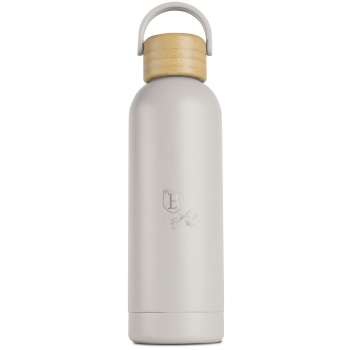 Preview: Thermosflasche 0,5 Liter Edelstahl mit Bambus-Deckel – Edle Isolierflasche in mattem Design, ideal für heisse und kalte Getränke unterwegs