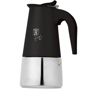 Preview: Espresso Kocher für 6 Tassen, mattes Schwarz: Mokkakanne aus Edelstahl, schneller Espressokocher für perfekten Kaffeegenuss, pflegeleicht