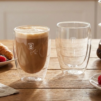 Preview: 2er-Set doppelwandige Kaffee-Tassen, 300 ml, Schwebeeffekt, hitzebeständiges Barista Glas, Cappuccino, Latte-Macchiato, Tee