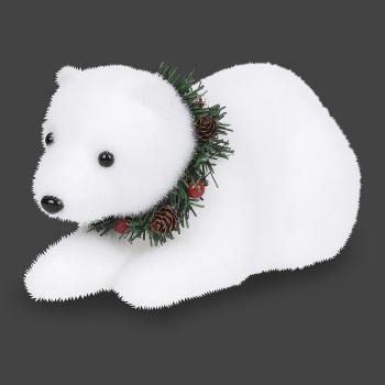 Dekoration Eisbär liegend - Funkelnde Winterdeko aus Styropor mit Glitzerpartikeln - Für festliche Stimmung & Weihnachtsfreude - 28x15x15cm