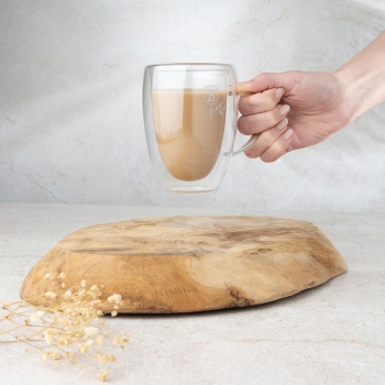 Preview: 2er-Set doppelwandige Kaffee-Tassen mit Henkel, 300 ml, Schwebeeffekt, hitzebeständiges Barista Glas, Cappuccino, Latte-Macchiato, Tee