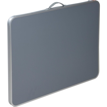 Preview: Klappbarer Campingtisch (80x60x69 cm) in Grau – Wetterfester Tisch mit robuster Aluminiumkante, stabilem Metallrahmen & praktischem Tragegriff bis 30 kg belastbar